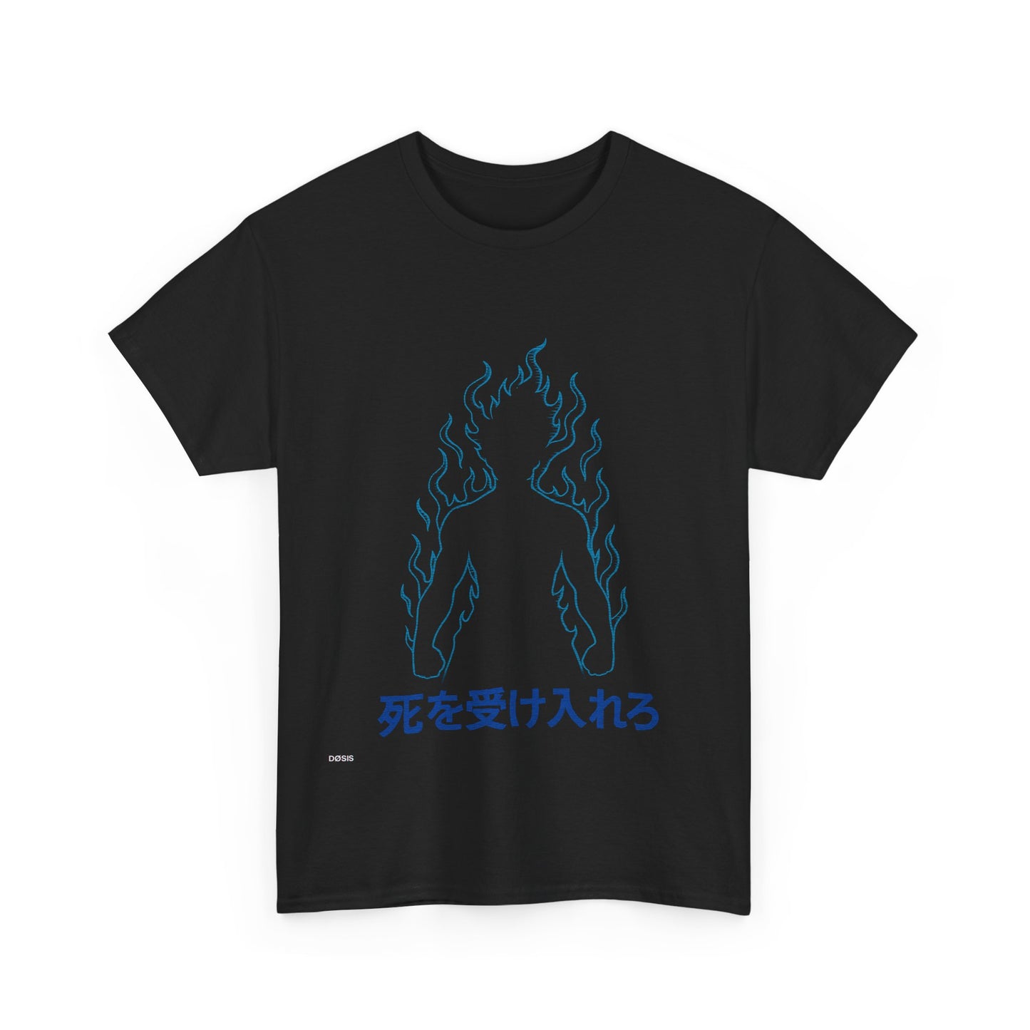 「死を受け入れろ」Camiseta negra japonesa unisex | DROP_02 DØSIS | Estilo cyberpunk minimalista