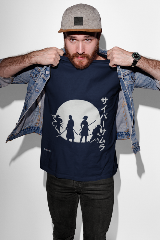 Camiseta unisex CYBER SAMURAI サイバーヤマライ | Siluetas al borde del apocalipsis| DROP_03 DØSIS  | Estilo minimalista cyber-japonés