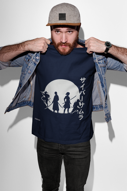 Camiseta unisex CYBER SAMURAI サイバーヤマライ | Siluetas al borde del apocalipsis| DROP_03 DØSIS  | Estilo minimalista cyber-japonés