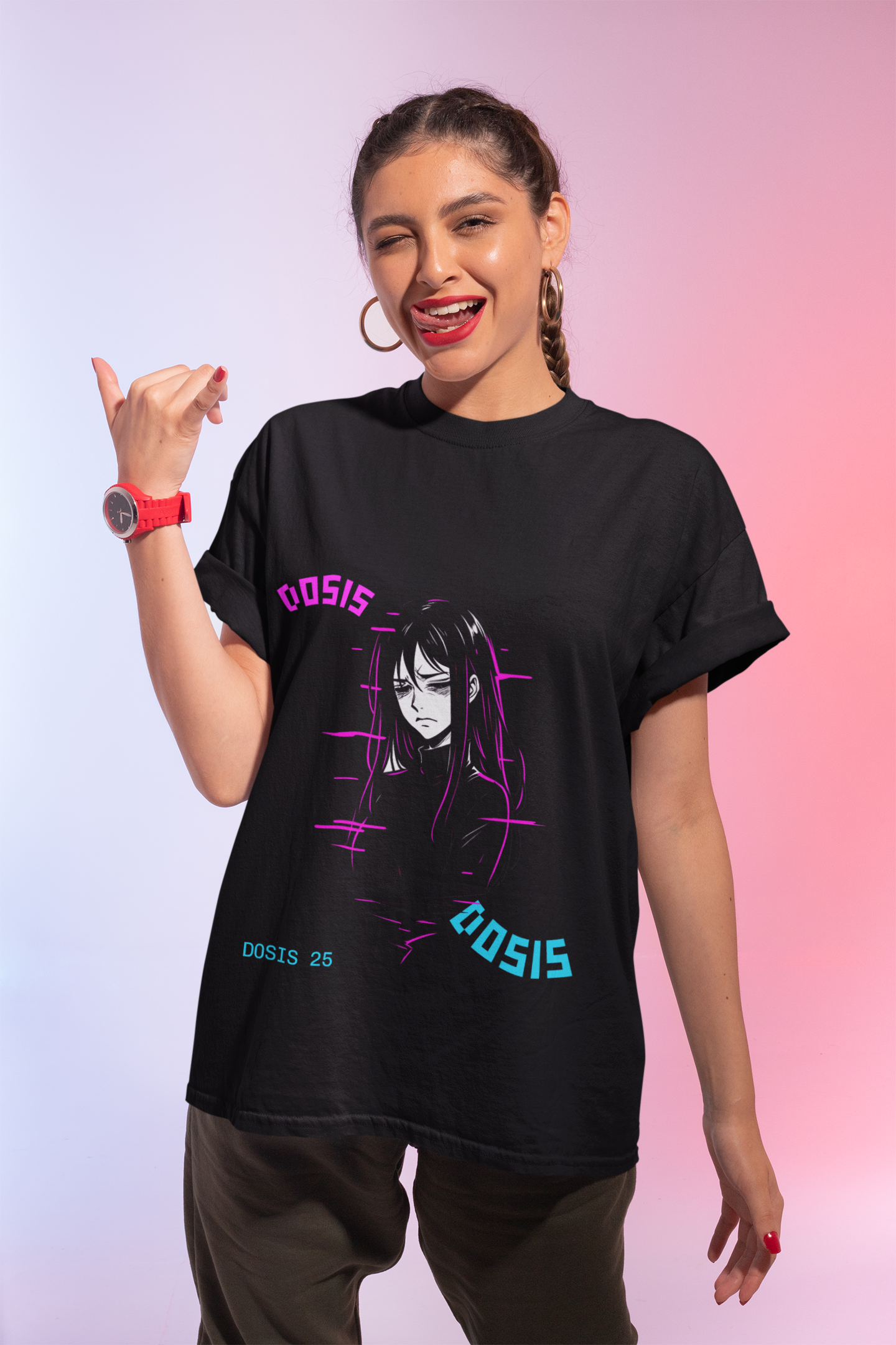 GLITCHGIRL — Camiseta unisex anime glitch | DROP_05 DØSIS | Disponible en negro y gris carbón