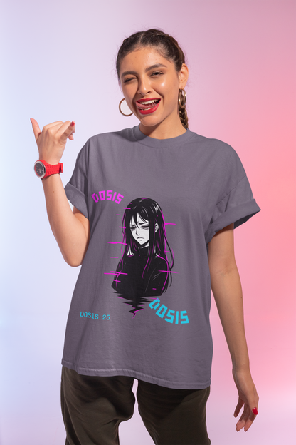 GLITCHGIRL — Camiseta unisex anime glitch | DROP_05 DØSIS | Disponible en negro y gris carbón